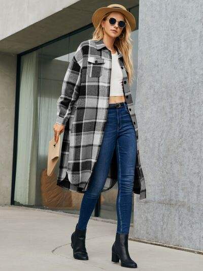 Margot Plaid Trench Coat Red Orange 8