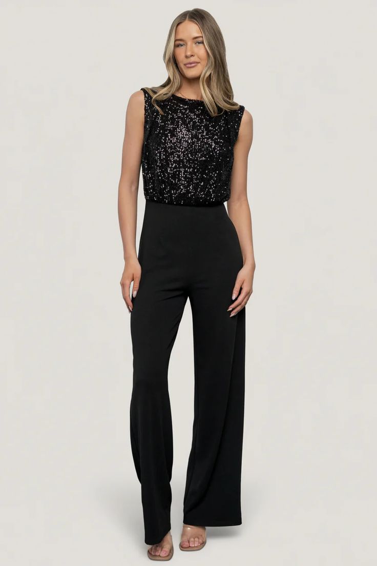 Niya Sequin Jumpsuit Black 1