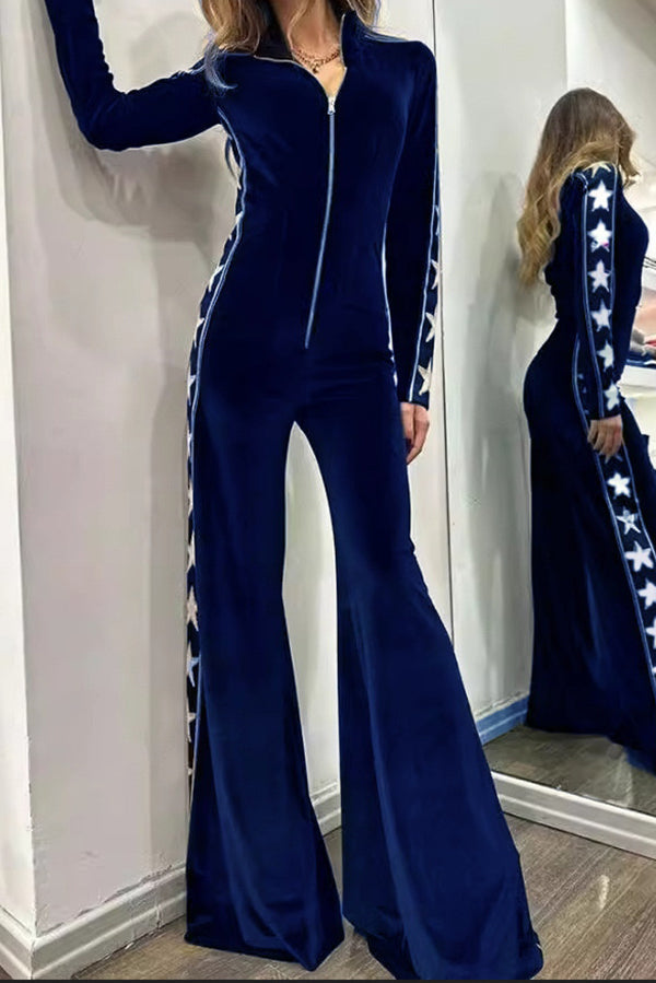Celestine Velvet Jumpsuit Blue 8
