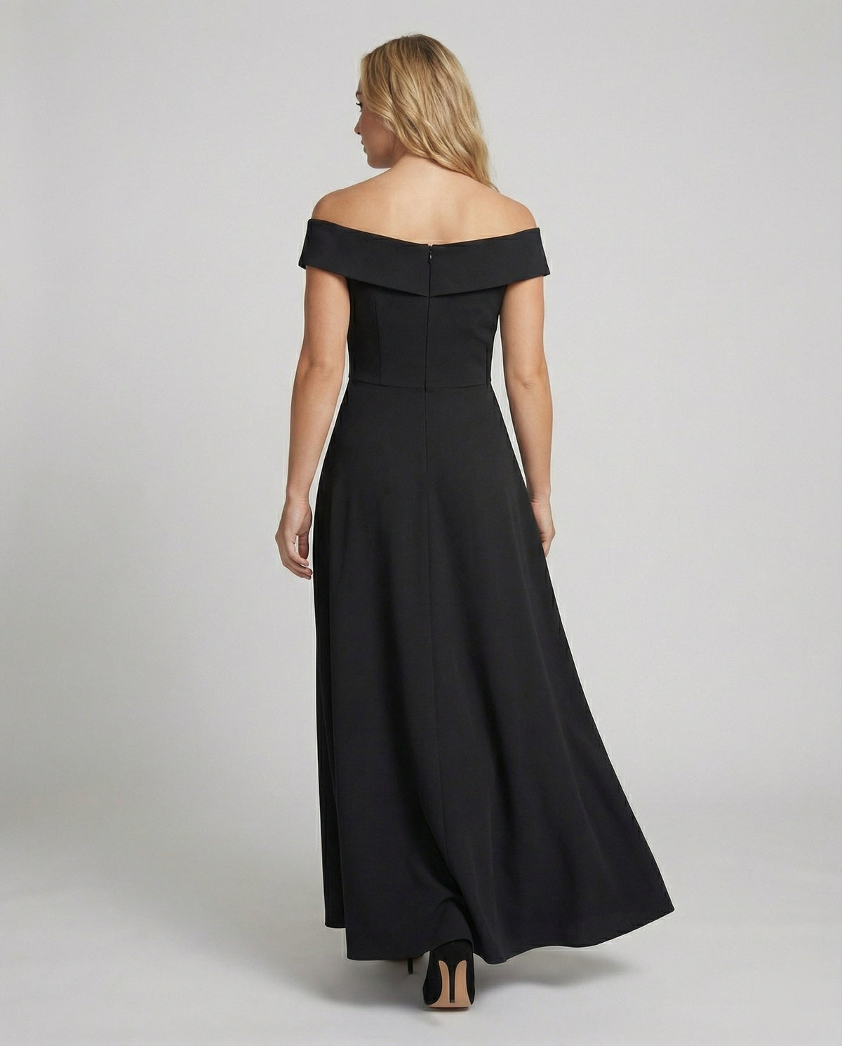 Heidi Off-Shoulder Satin Maxi Dress Black 4