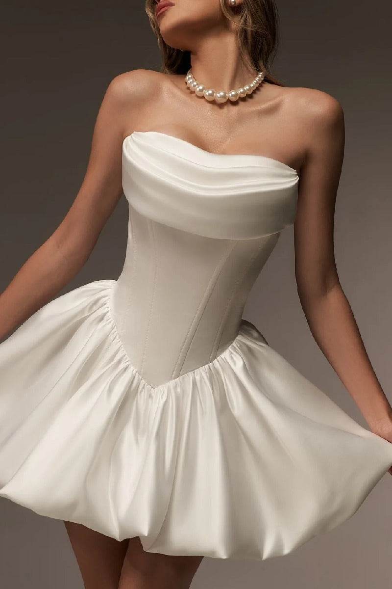 Cecilia Lace Tea-Length Dress Line Mini Satin Little White Dress 968237845434 2