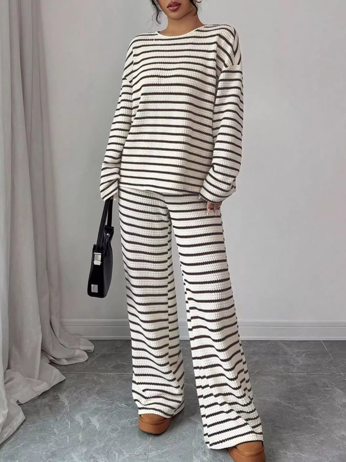 Esme Striped Knit Two-Piece Set Khaki 2