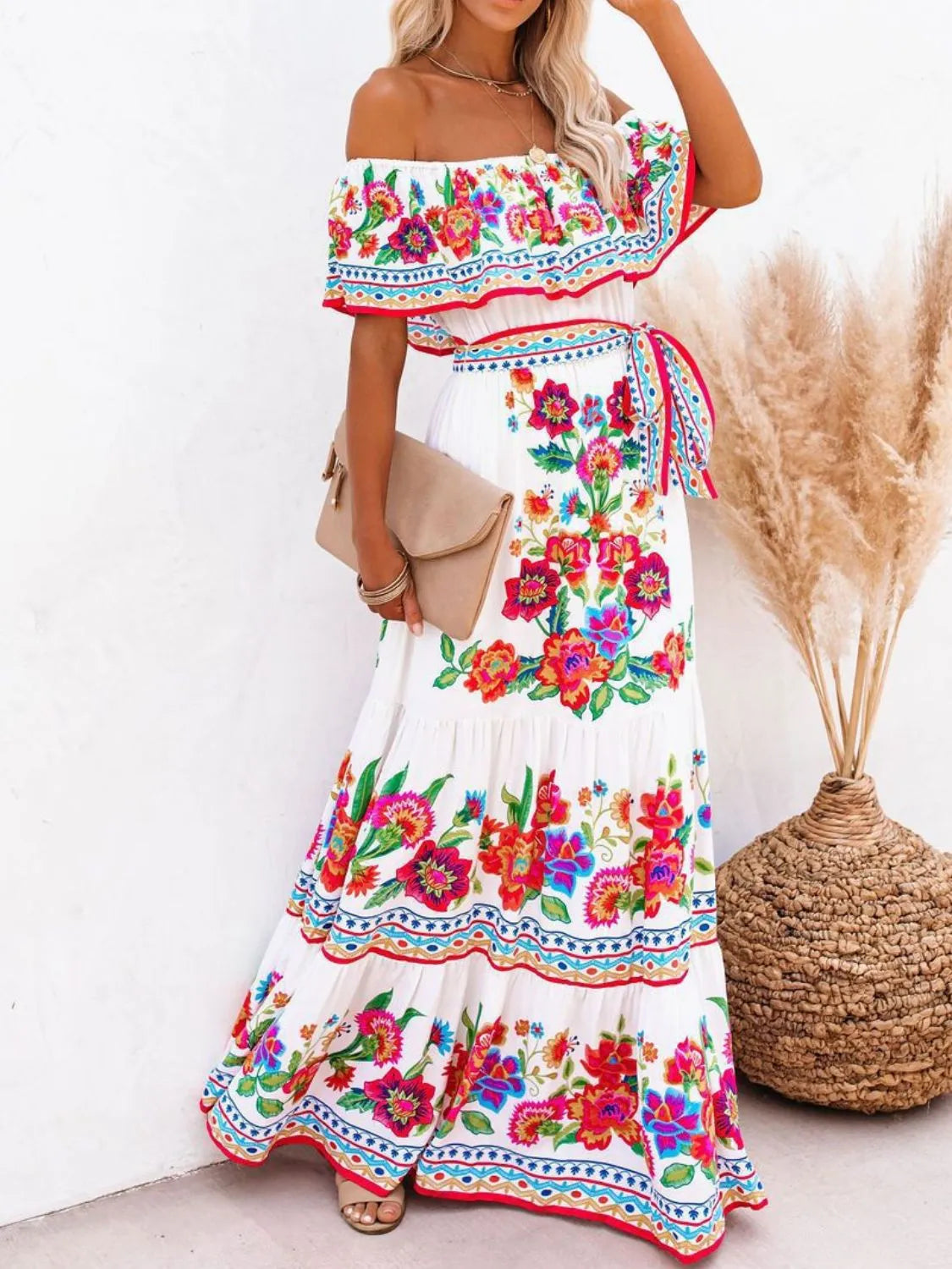 Aurelia Floral Off-Shoulder Maxi Dress White 3