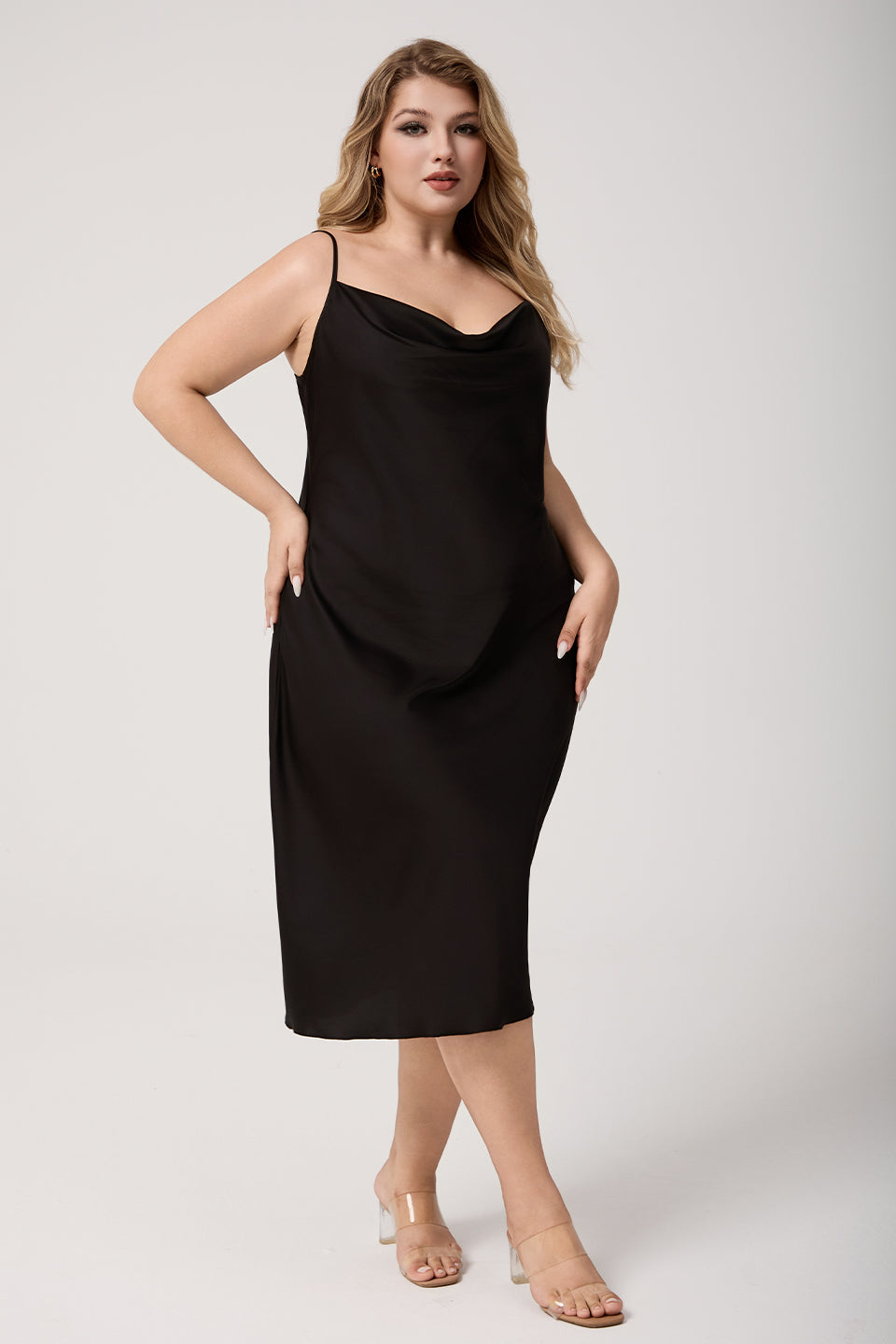 Xanthe Satin Cowl Neck Slip Dress Pink 4