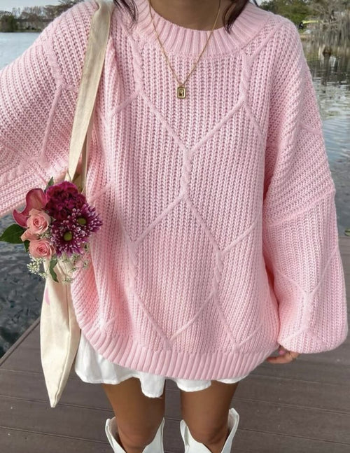 Rosalie Cable Knit Sweater Dress Blush 1