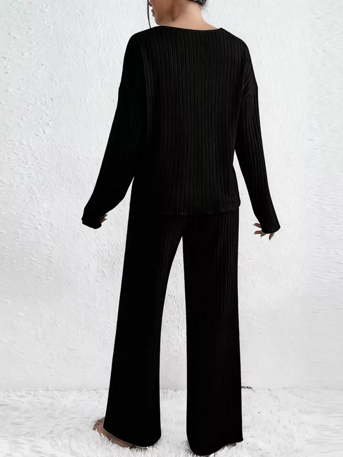 Hana Ribbed Knit Set Black 8