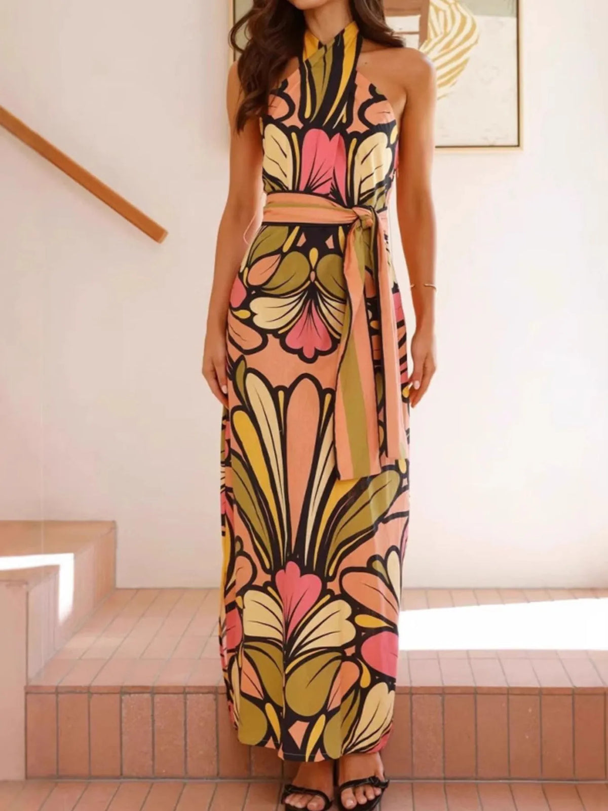 Margot Printed Halter Maxi Dress Multicolor 5
