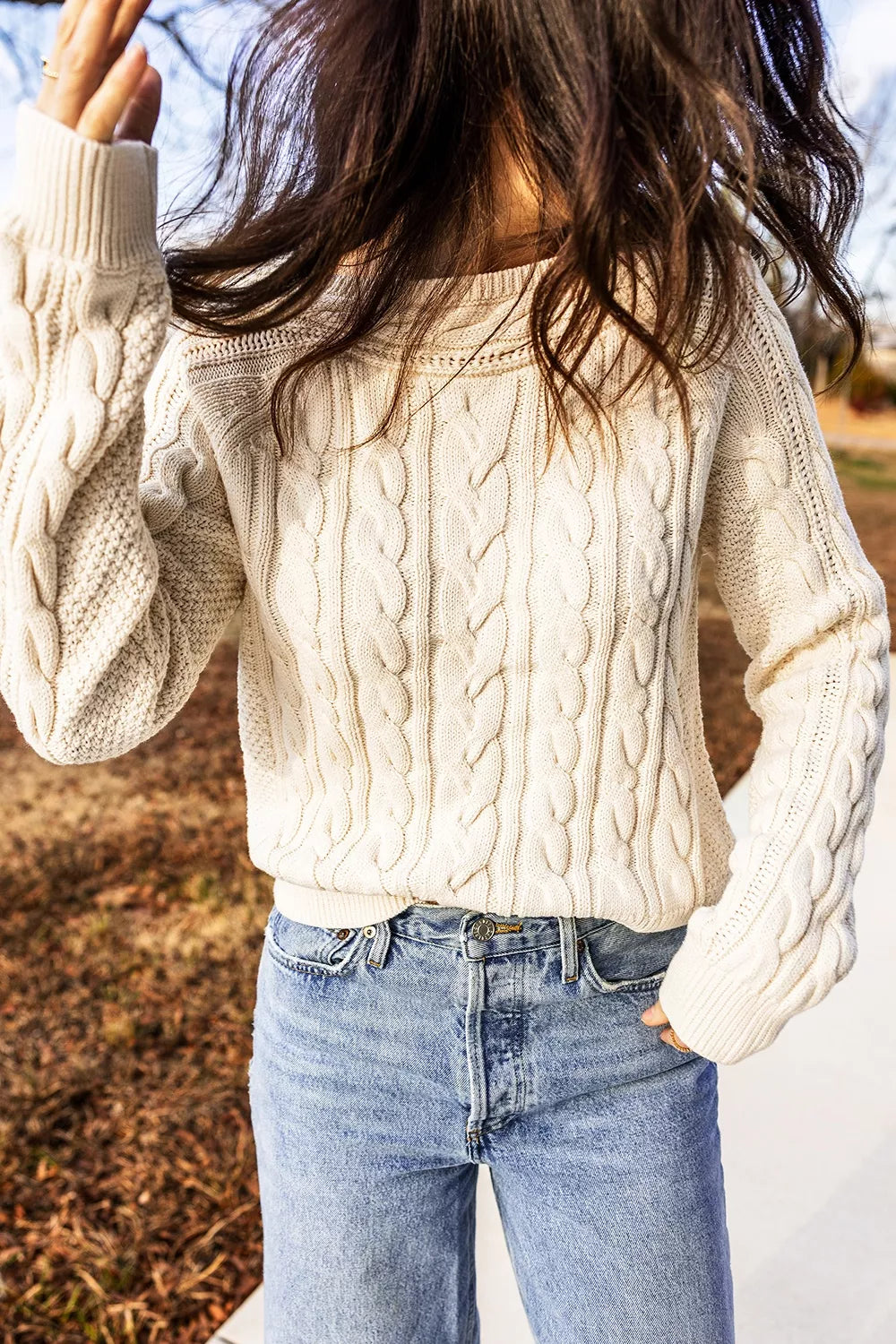 Margot Cable Knit Sweater Cream 8