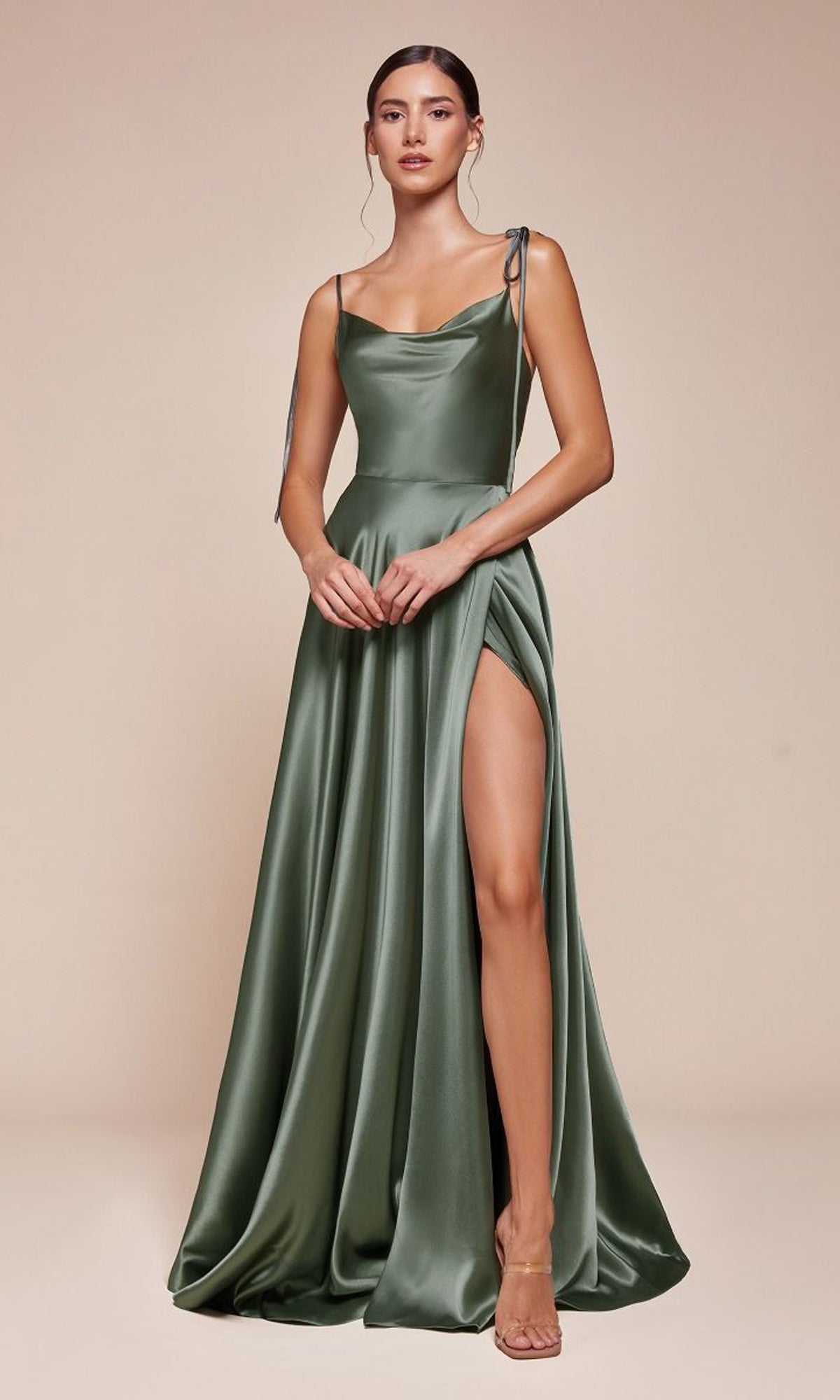Bianca Cowl-Neck Satin Maxi Dress Dusty Rose 5