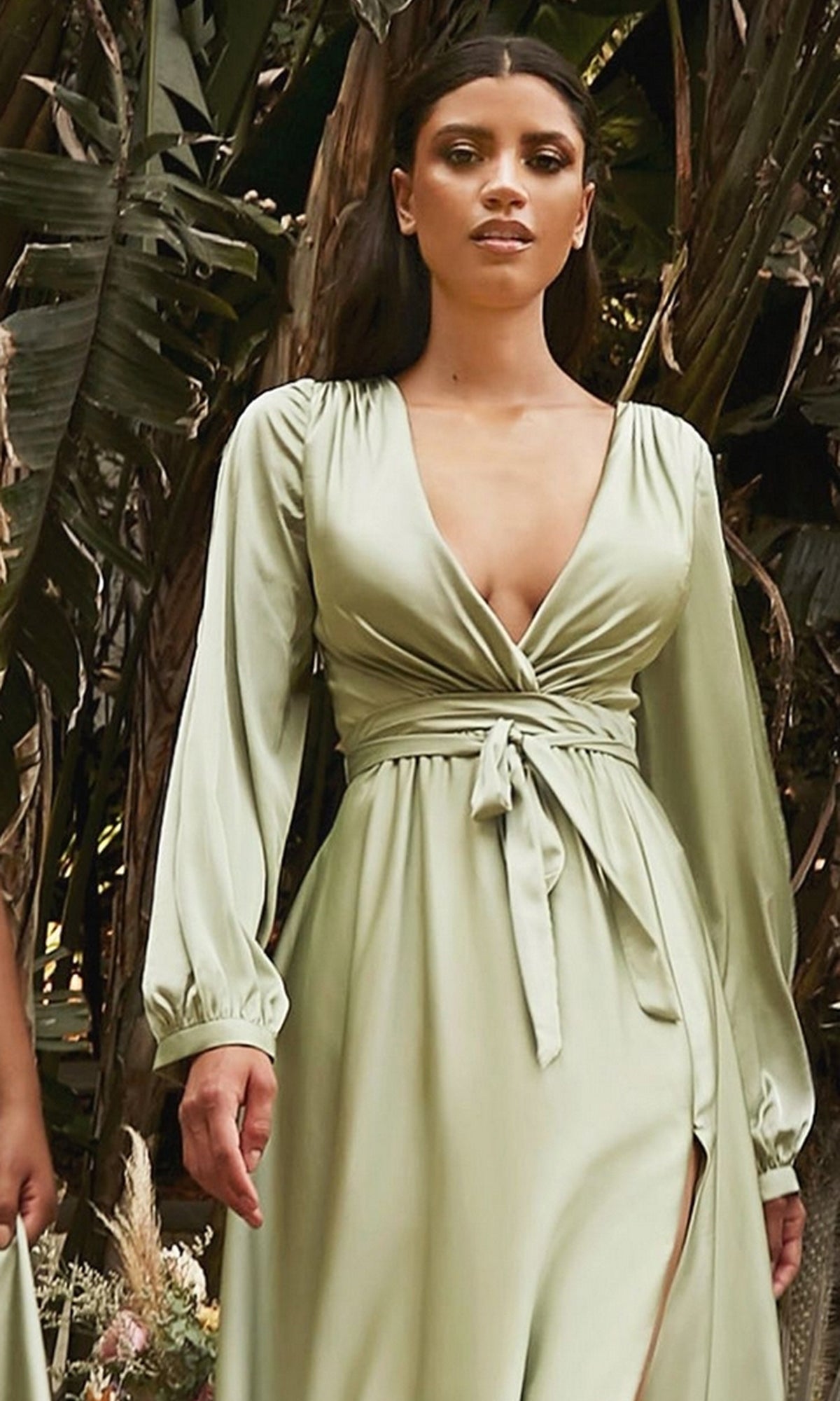 Valentina Long Sleeve Formal Dress Sage 8
