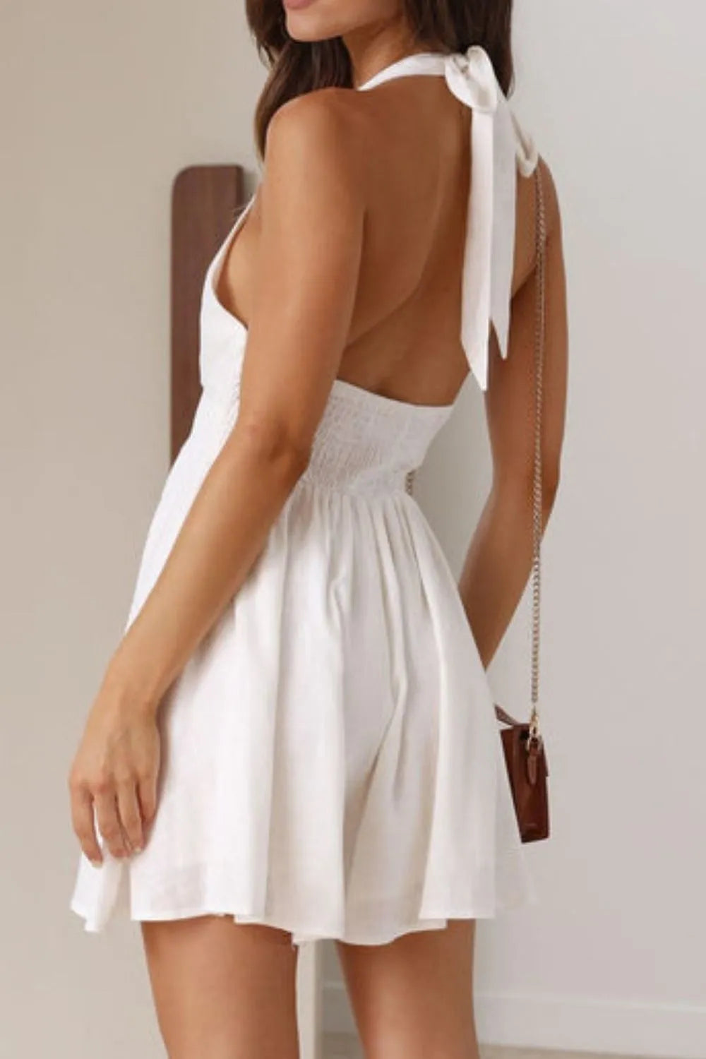 Arabella Cutout Halter Mini Dress Black 5