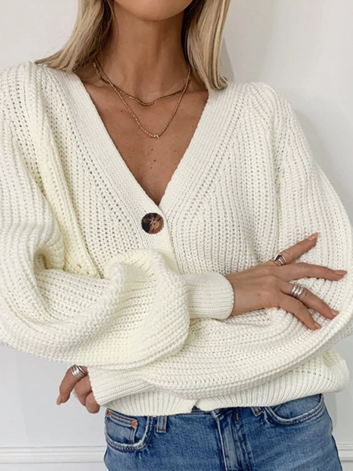 Margot Chunky Knit Cardigan in Khaki Blue 9