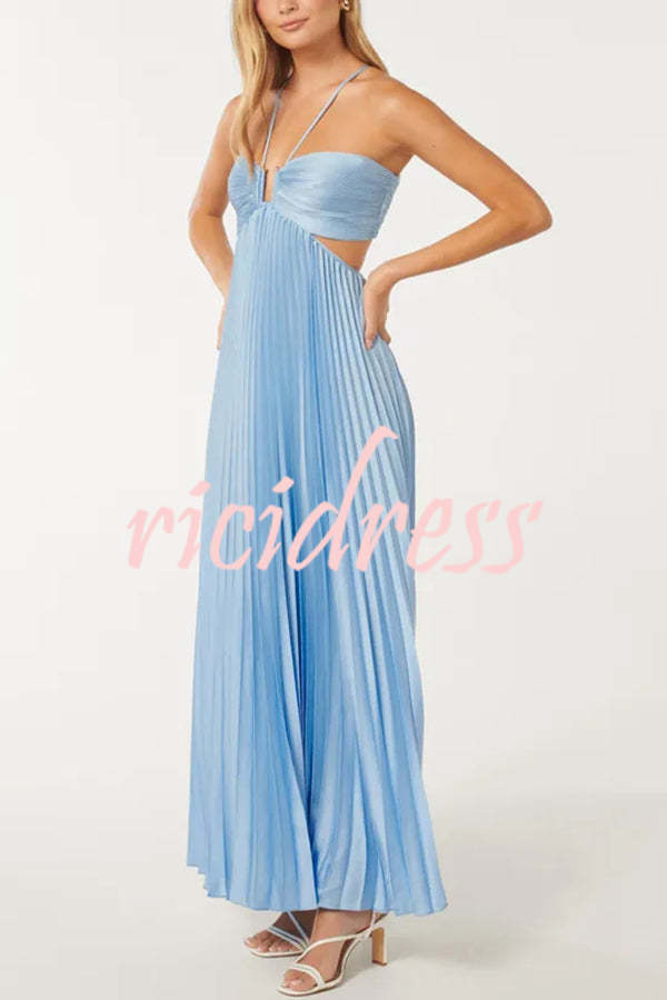 Ophelia Satin Maxi Dress Blue 5