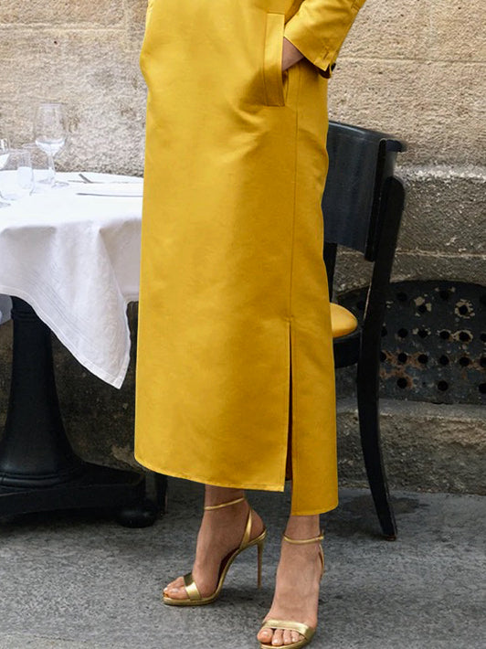 Margot Stand Collar Midi Dress YELLOW 6
