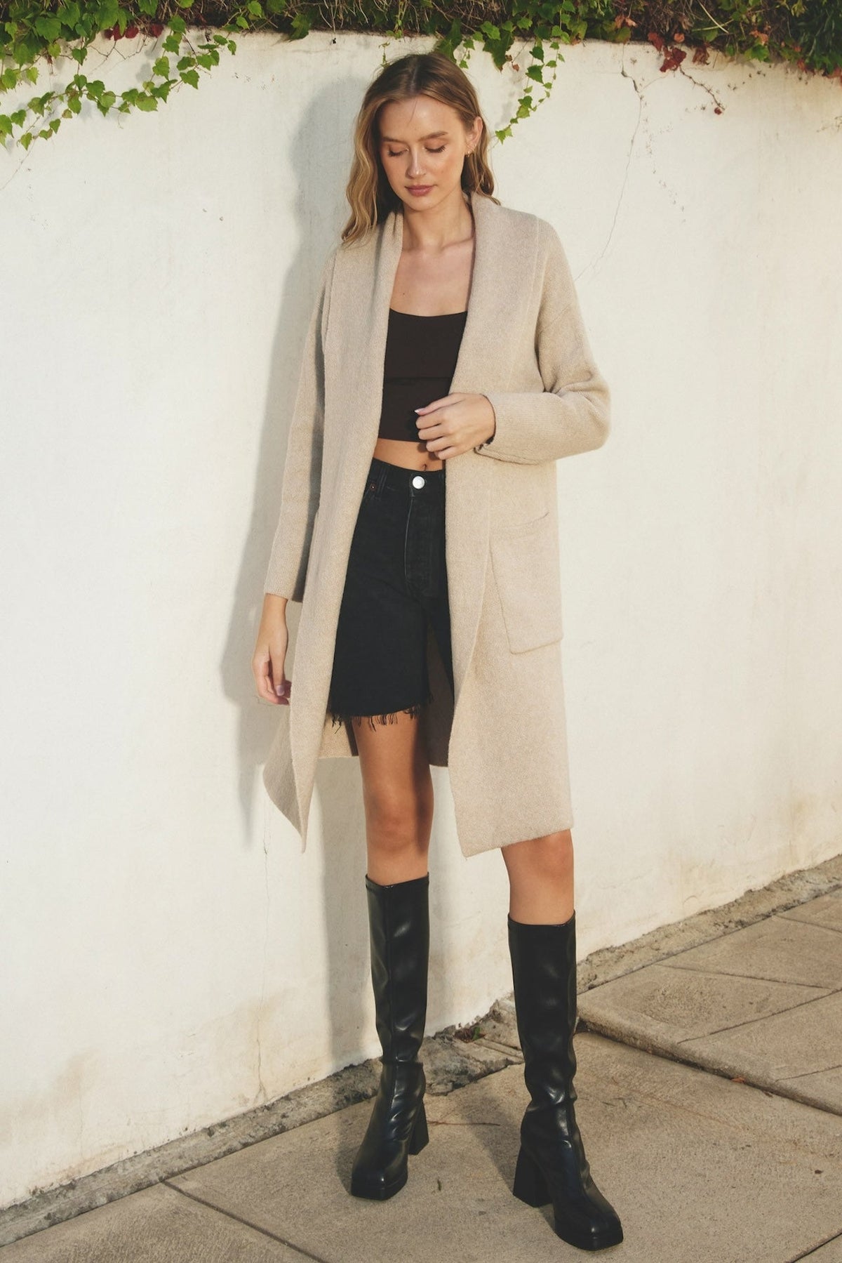 Margot Beige Open-Front Cardigan Beige 1