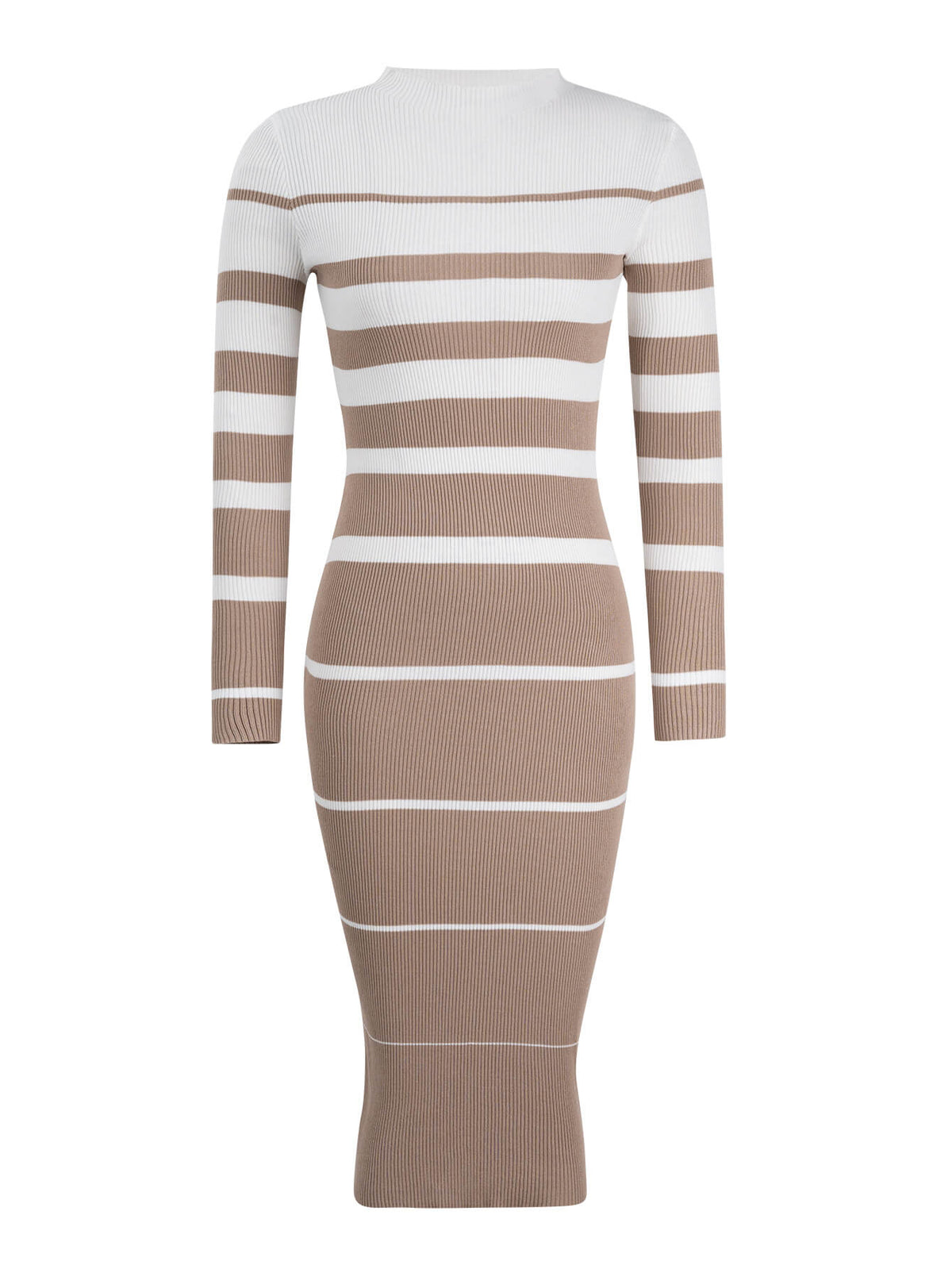 Margot Striped Midi Sweater Dress Beige 5