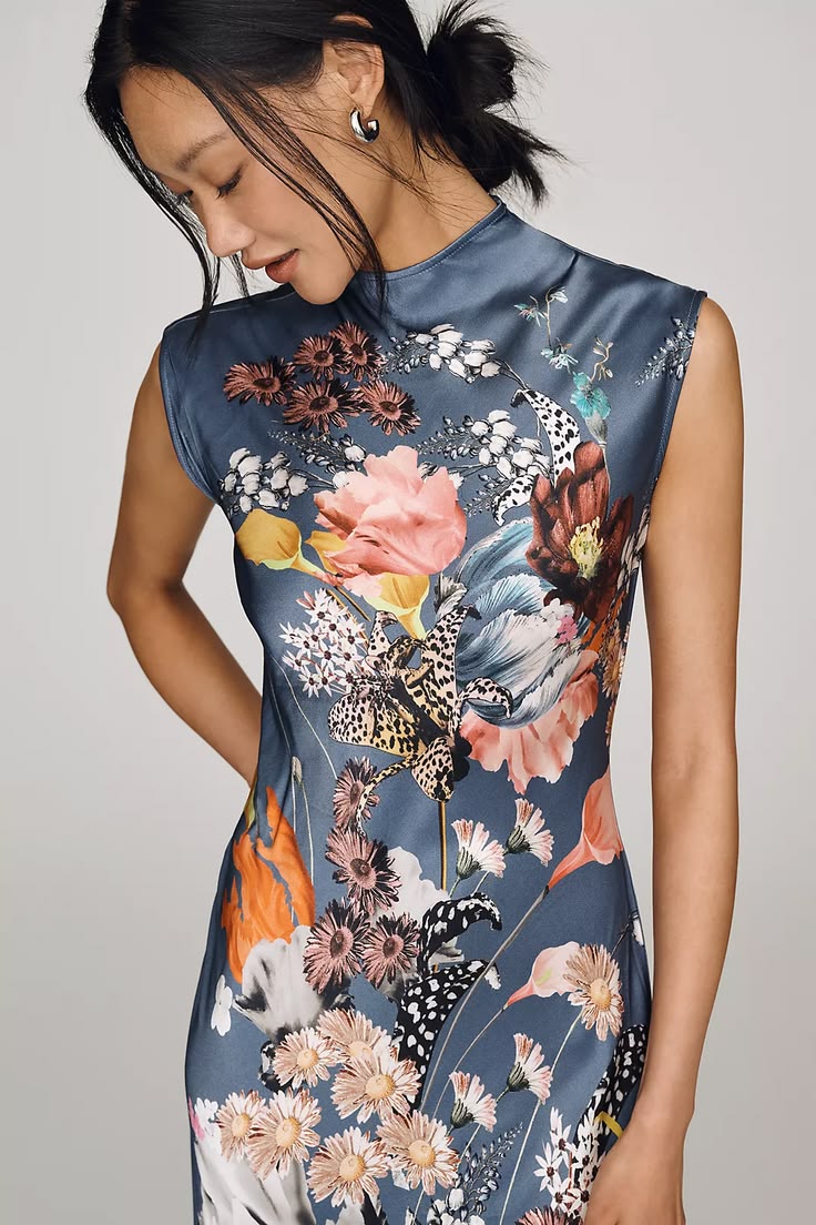 Maeve Satin Midi Dress Multicolor 1