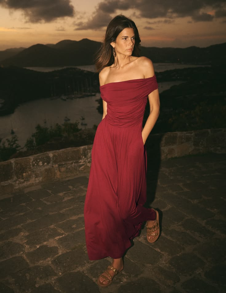Ursula Ruched Bardot Dress Multi 1