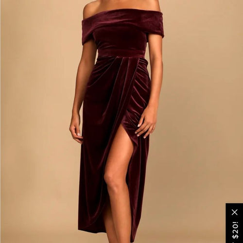 Lulu Velvet Formal Dress Red 1