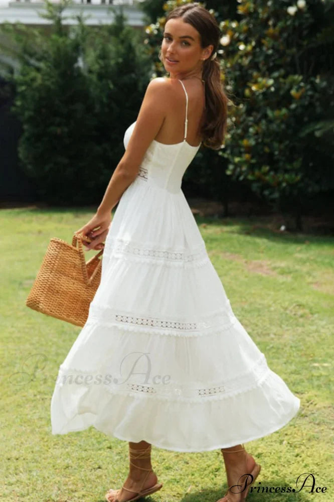 Isabelle Lace Panel Maxi Dress White 2
