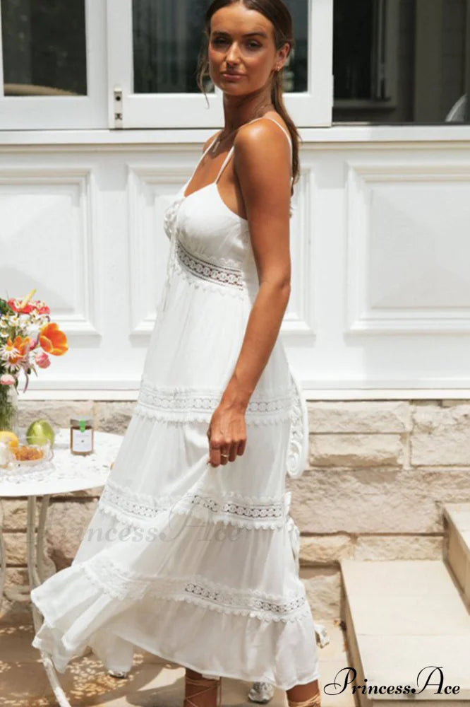 Isabelle Lace Panel Maxi Dress White 5