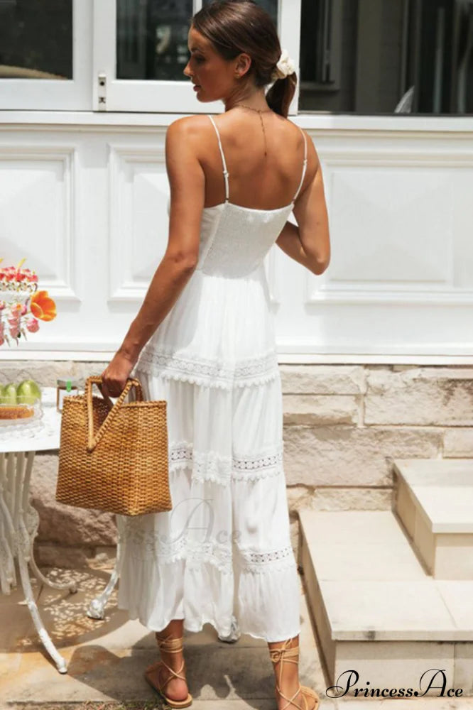 Isabelle Lace Panel Maxi Dress White 6