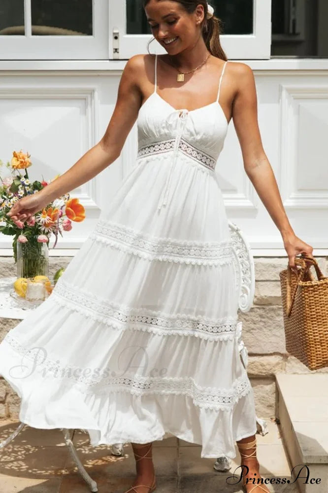 Isabelle Lace Panel Maxi Dress White 3