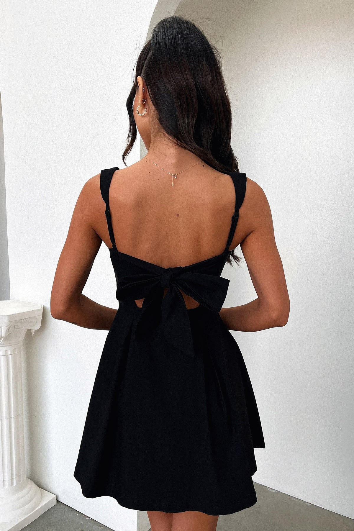 Bransley Satin Midi Dress in White Black 7