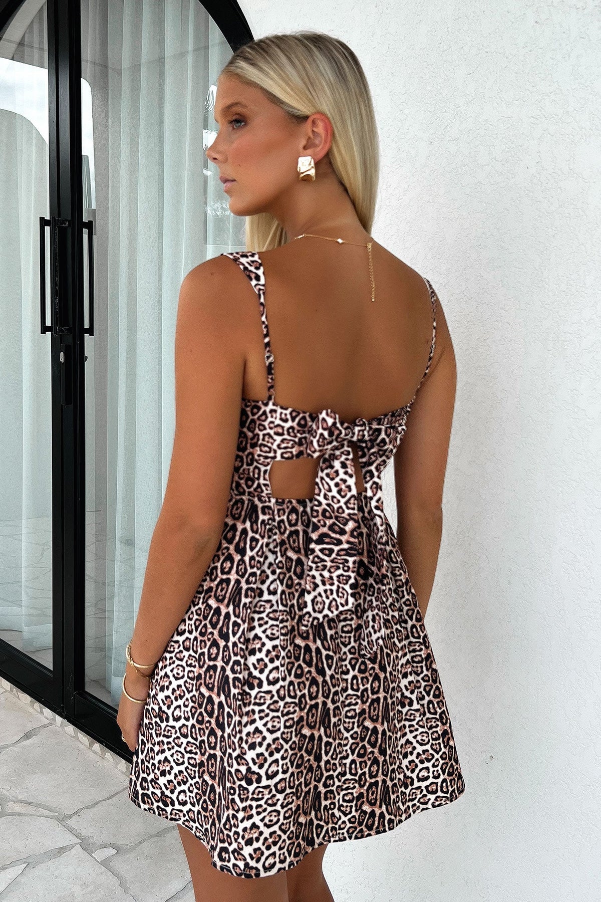 Colette Satin Midi Dress in Black Leopard 2