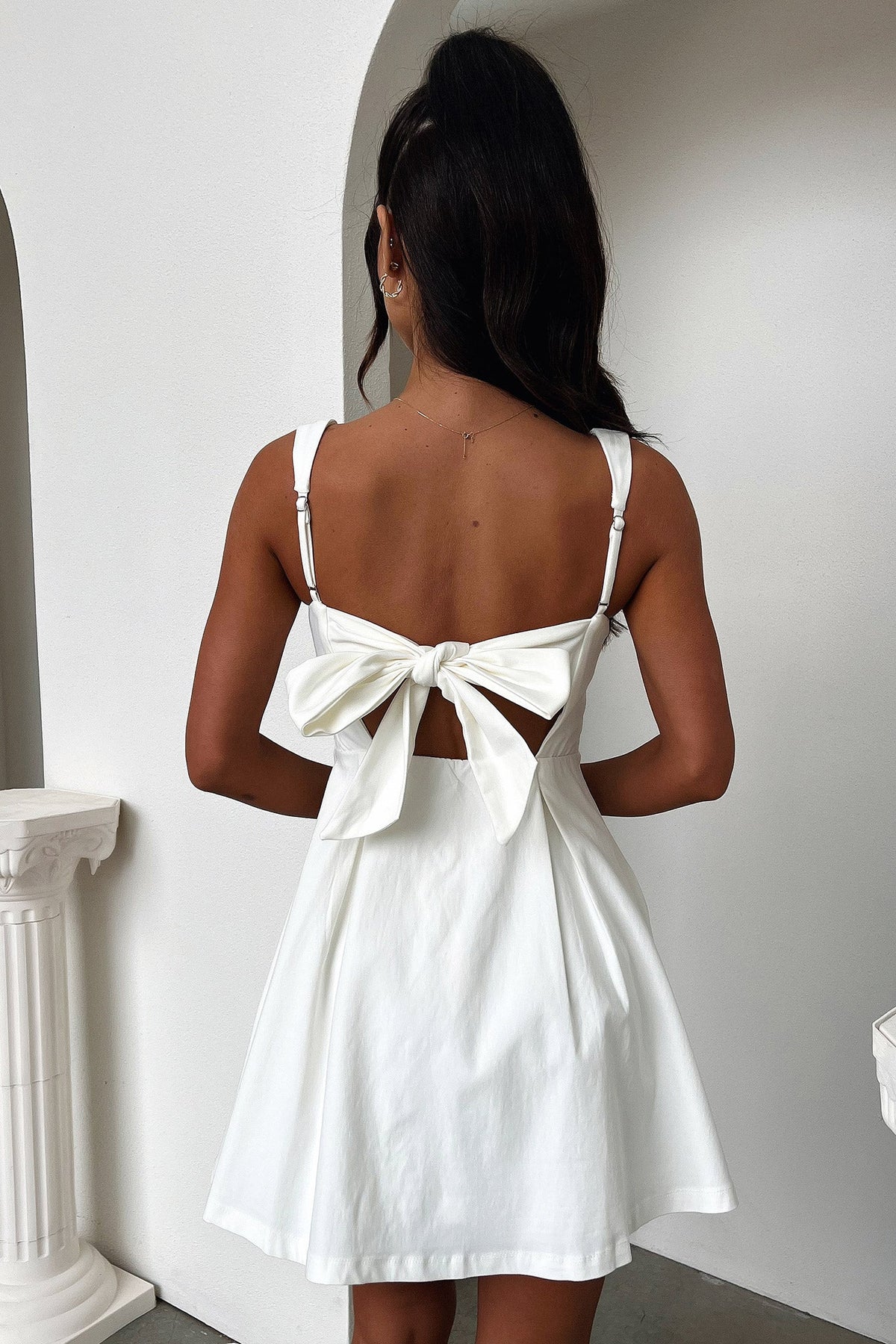 Bransley Satin Midi Dress in White White 6