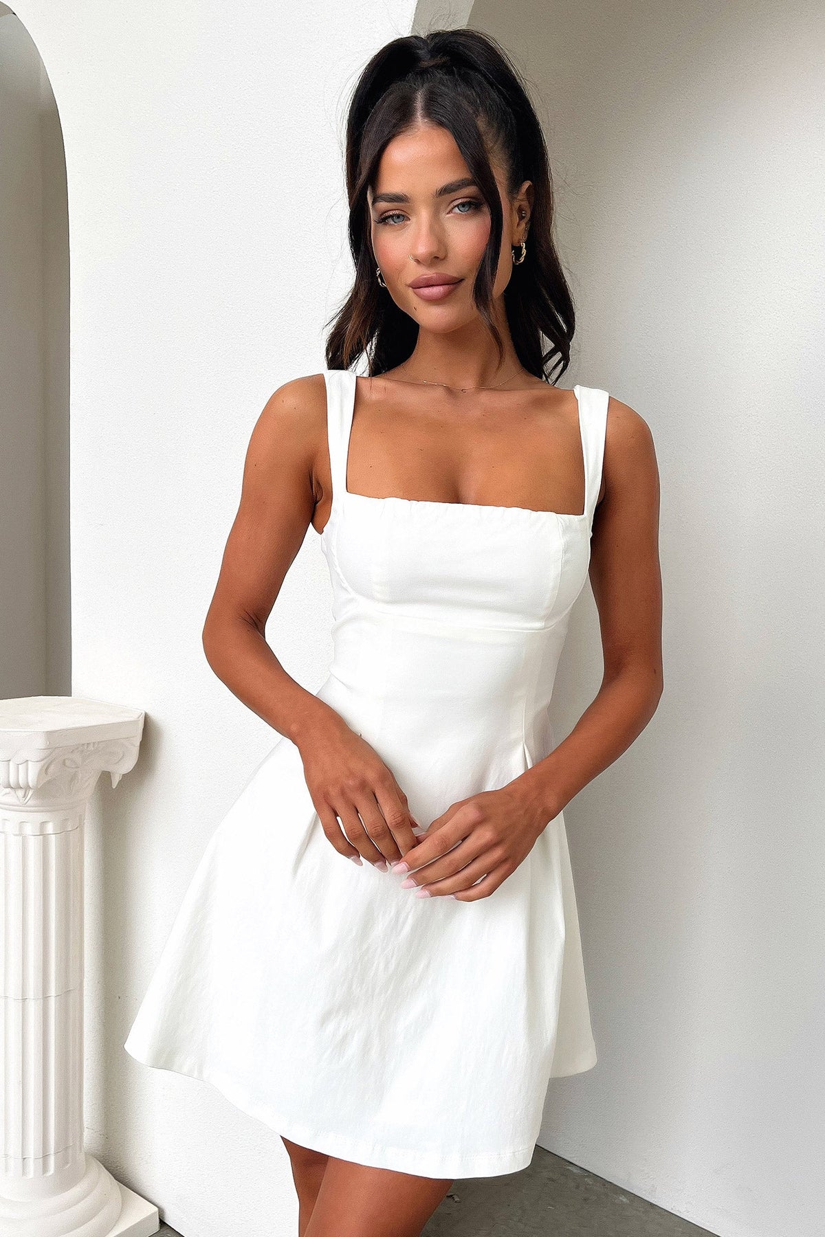 Colette Satin Midi Dress in Black White 4