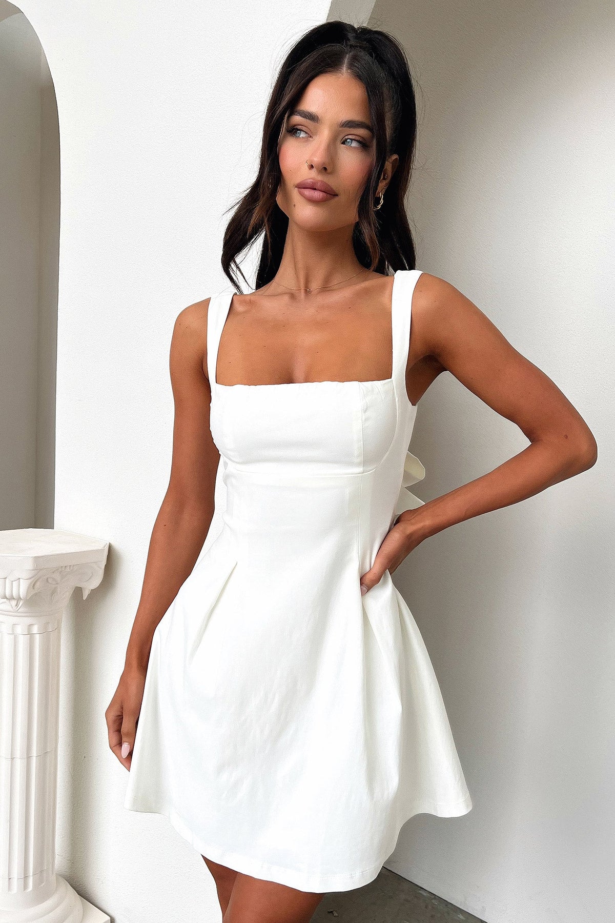 Bransley Satin Midi Dress in White White 3