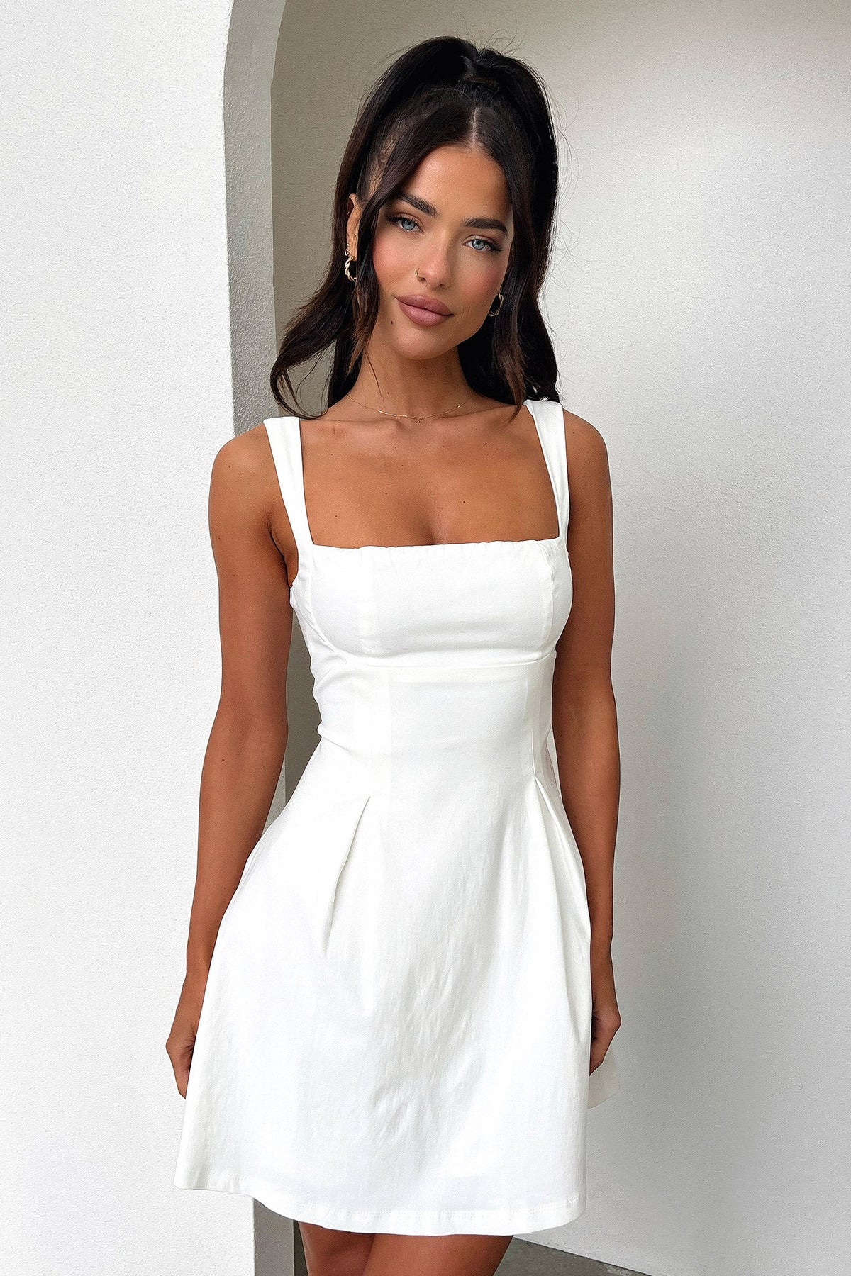 Colette Satin Midi Dress in Black White 2