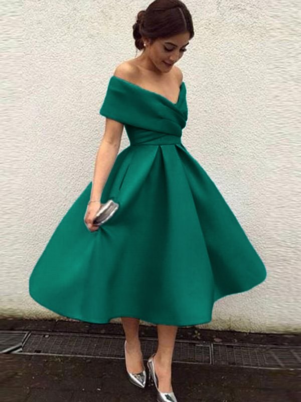Isabelle Off-Shoulder Satin A-Line Dress Multi 4