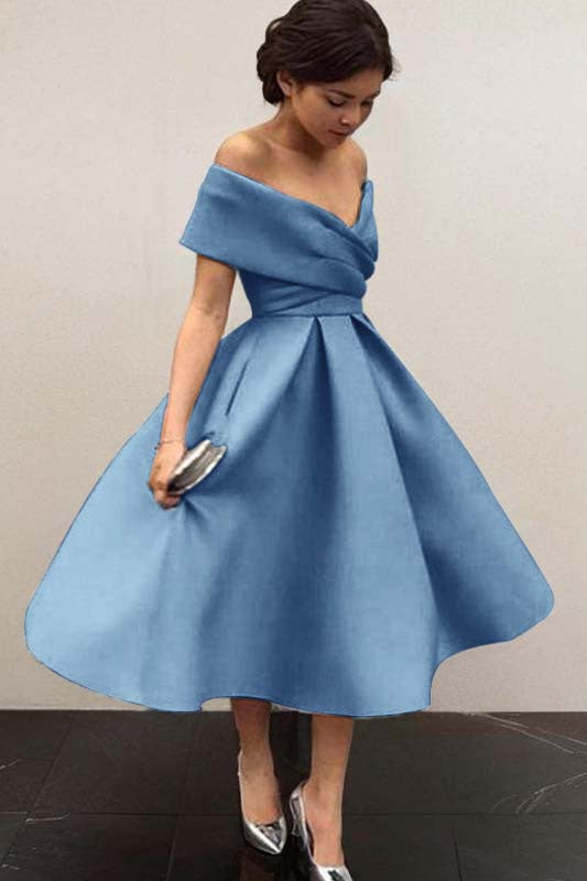 Isabelle Off-Shoulder Satin A-Line Dress Multi 7