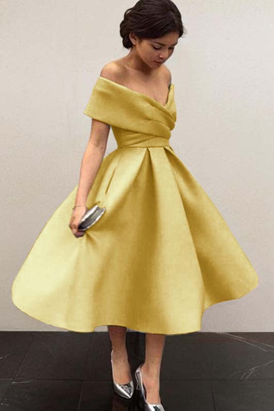 Isabelle Off-Shoulder Satin A-Line Dress Multi 8