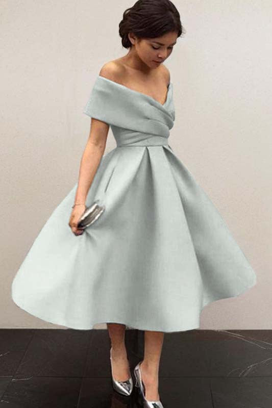 Isabelle Off-Shoulder Satin A-Line Dress Multi 6
