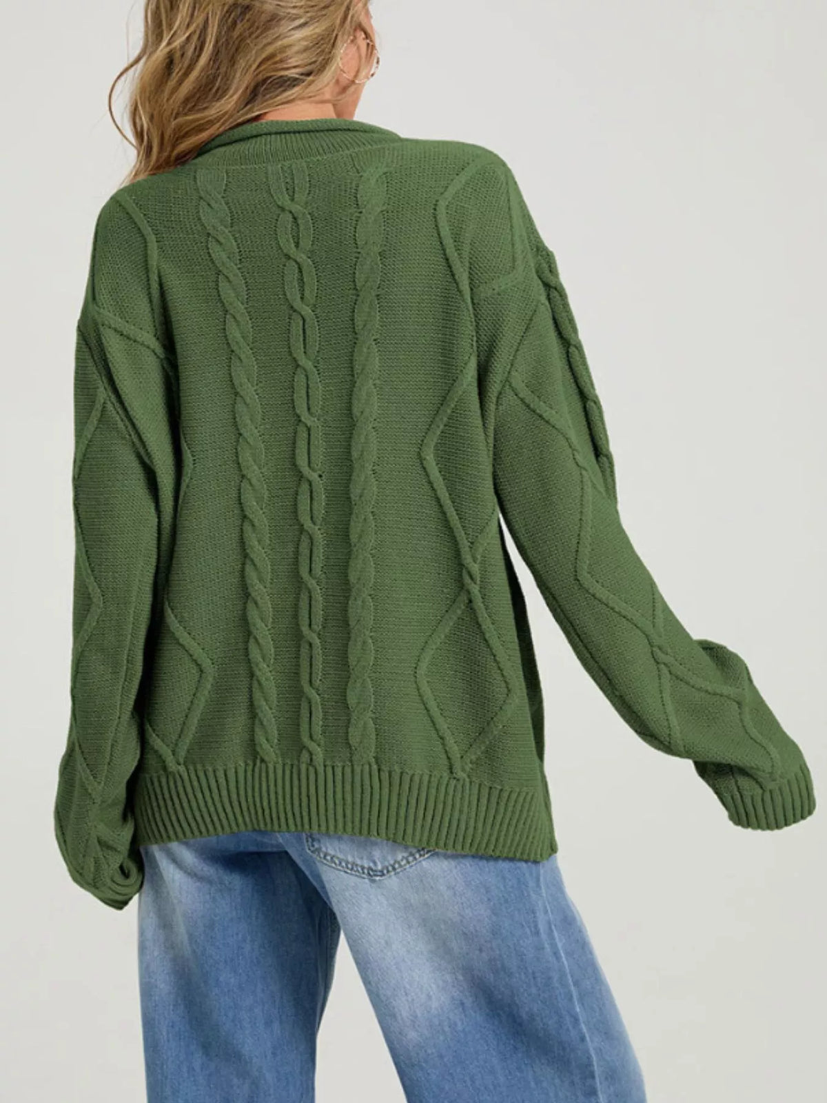 Margot Cable Knit Sweater in Brown Green 6