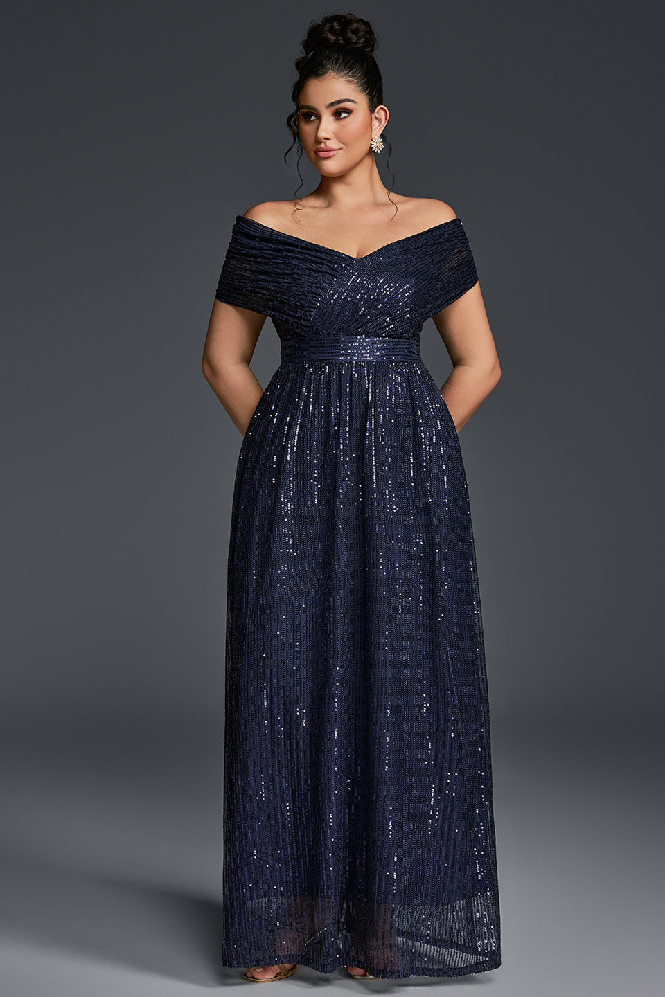 Valentina Sequin Maxi Dress in Emerald Black 7