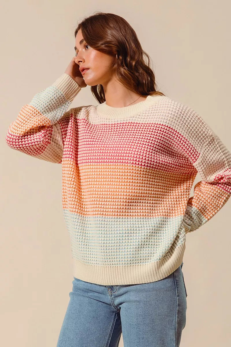 Margot Knit Sweater in Oatmeal Colorblock OATMEAL COMBO 9