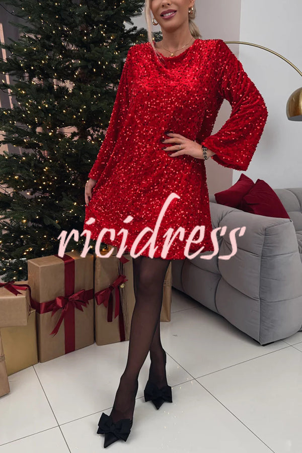 Margot Velvet Sequin Mini Dress Red 7