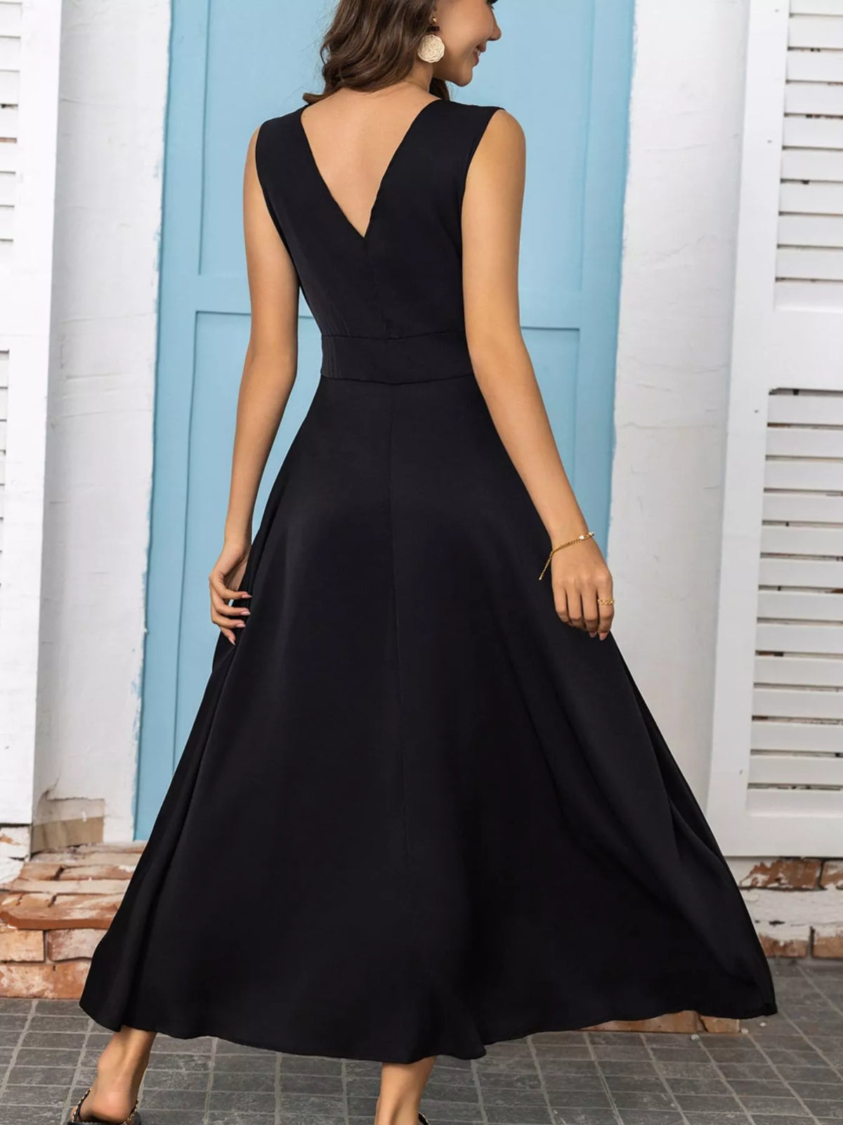 Emmeline Slit V-Neck Midi Dress White 9