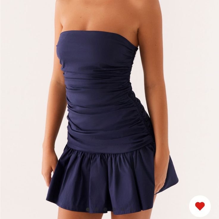Camille Satin Mini Dress in Navy Navy 1