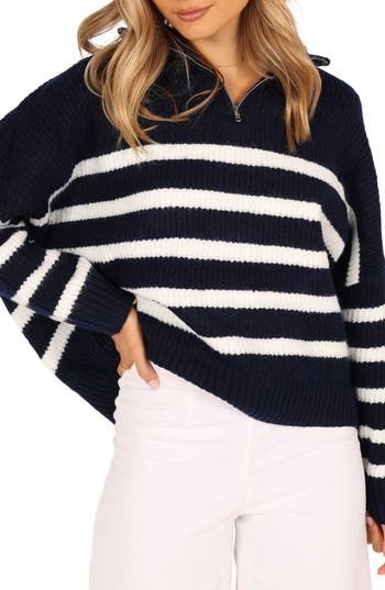Miranda Knit Sweater in Navy Stripe Navy 1