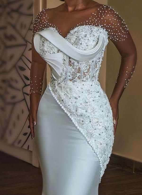 Evangeline Lace Mermaid Wedding Dress Multi 1
