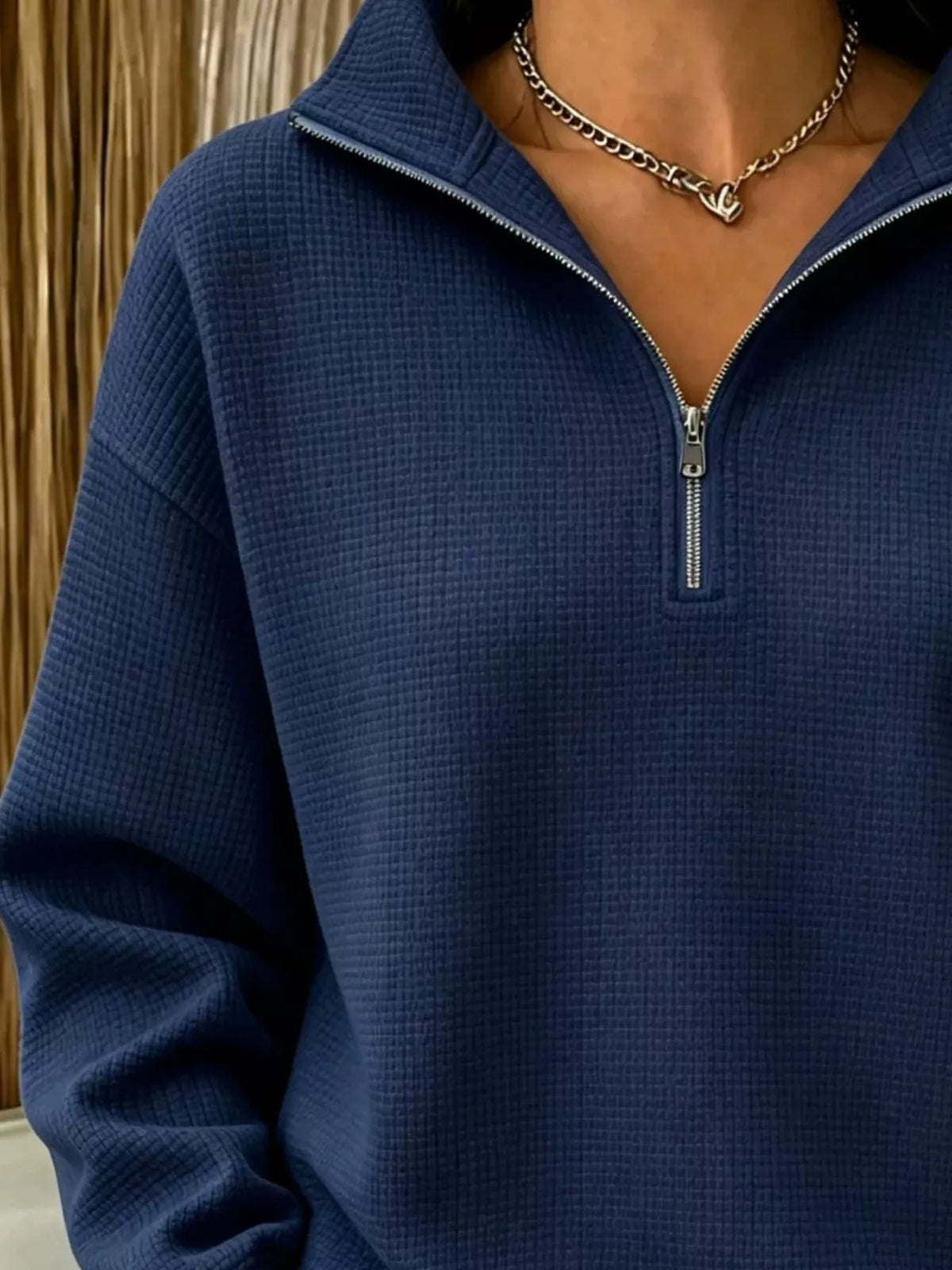 Margot Waffle Knit Sweatshirt Fuchsia Pink 2
