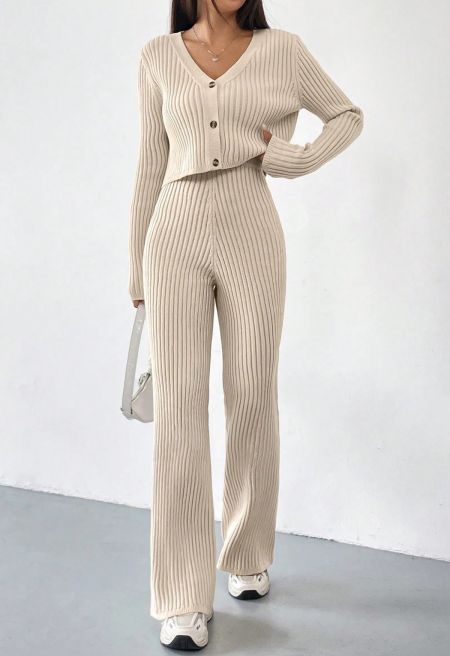 Margot Knit Cardigan & Flare Pants Set Multi 1