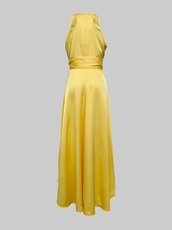 Valentina High-Low Ruffle Maxi Dress GREEN 8