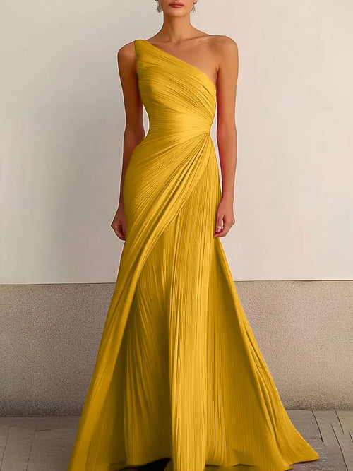 Celestine One-Shoulder Pleated Maxi Dress Multi 1