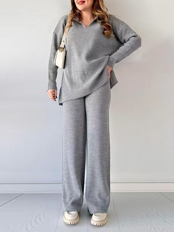 Margot Lapel Sweater Set GRAY 1